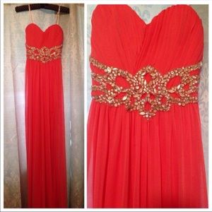 Strapless bright pink dress